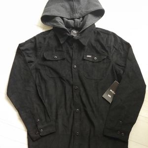 RVCA NEW Boys Husker Hooded Shirt Jacket Black